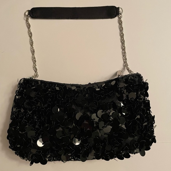 Luxury Black Beaded Handbag